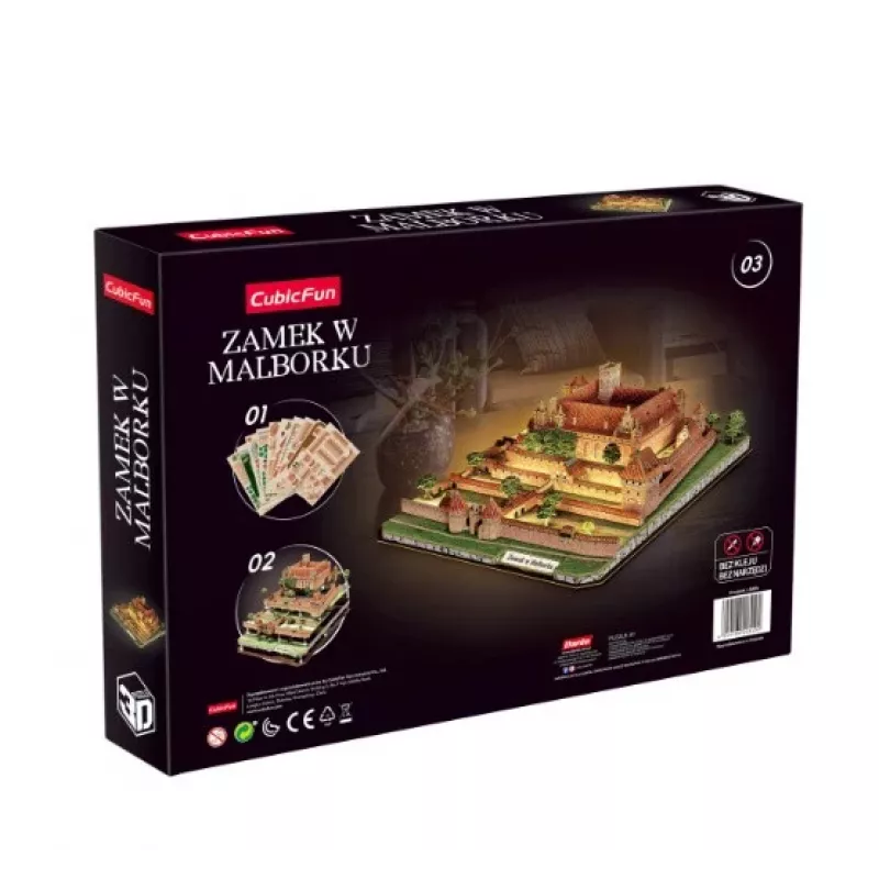 CubicFun 3D Puzle Malborkas pils ar LED apgaismojumu - 200 gabaliņi