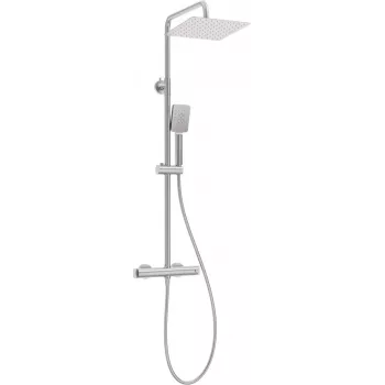 DEANTE NAC_F4HT Lietus dušas sistēma ar termostata maisītāju, hromēta, 250 mm apaļa galva, 3 funkciju rokas duša, 1500 mm šļūtene, regulējams stienis