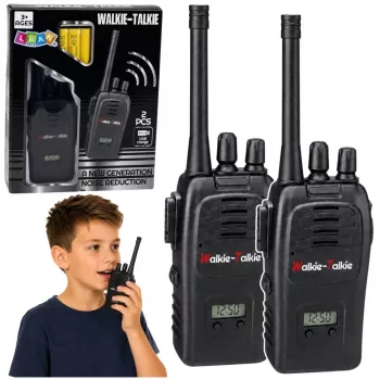 LEAN TOYS rācija ar USB trokšņu samazināšanu, melna, 200M diapazons