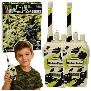 LEAN TOYS Military Walkie Talkies USB Range 200M Khaki 2 pcs.