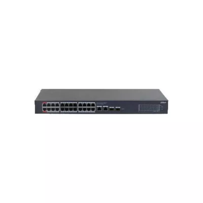 Dahua CS4228-24GT-375 24 portu Gigabit PoE++ pārvaldāms slēdzis ar 4 SFP augšupsaitēm, 375W budžets, Layer 2, statīvs