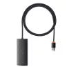 Baseus Lite Series 4 portu USB 3.0 centrmezgls - 5Gbps, ar barošanu no kopnes, melns (WKQX030101)