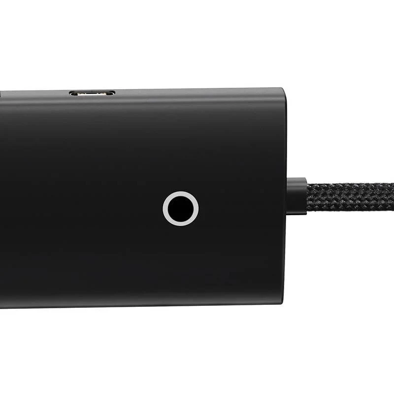 Baseus Lite Series 4 portu USB 3.0 centrmezgls - 5Gbps, ar barošanu no kopnes, melns (WKQX030101)
