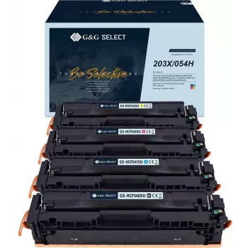 G&G saderīgas tonera kasetnes 4 komplekts HP 203X sērijai, melna, ciāna, fuksīna, dzeltena, augstas ietilpības, GS-H203X-4P