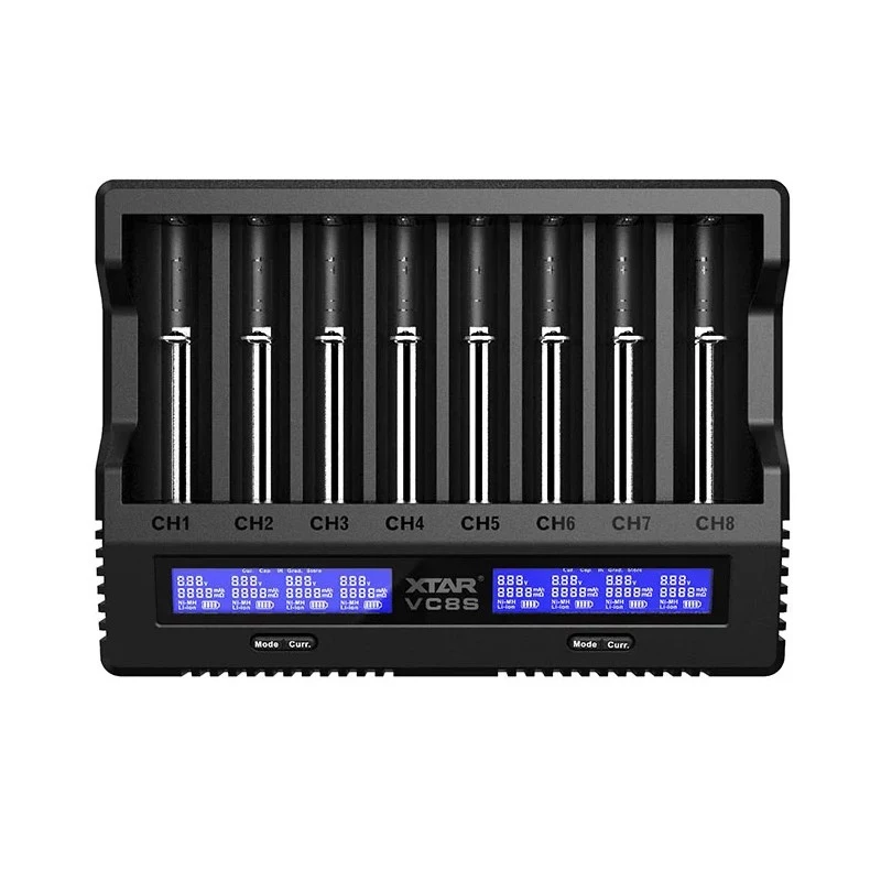 XTAR VC8S USB-C 8 slotu viedais akumulatoru lādētājs ar QC3.0 adapteri Li-ion/Ni-MH