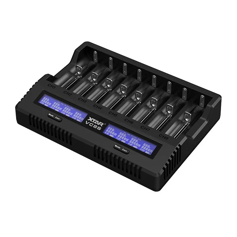 XTAR VC8S USB-C 8 slotu viedais akumulatoru lādētājs ar QC3.0 adapteri Li-ion/Ni-MH