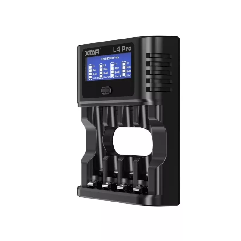 XTAR L4 PRO Universāls viedais akumulatoru lādētājs Li-ion un Ni-MH/Ni-CD ar USB-C un LCD displeju