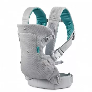 B-KIDS Infantino 4-in-1 pārveidojamais mazuļa nēsātājs, pelēks, 3.6–14.5 kg, JPMA sertificēts, ar noņemamu Wonder Cover™ priekšautiņu