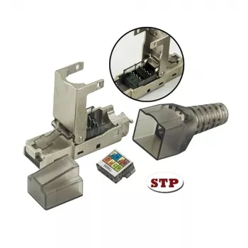 Techly 101911 Cat.6a STP RJ45 modulārais savienotājs bez instrumentiem, 10G, cinka sakausējums, 22-26 AWG