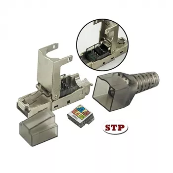 Techly 101911 Cat.6a STP RJ45 modulārais savienotājs bez instrumentiem, 10G, cinka sakausējums, 22-26 AWG