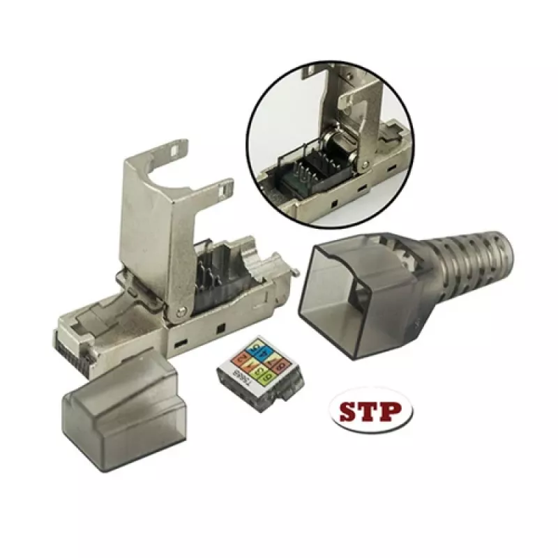 Techly 101911 Cat.6a STP RJ45 modulārais savienotājs bez instrumentiem, 10G, cinka sakausējums, 22-26 AWG