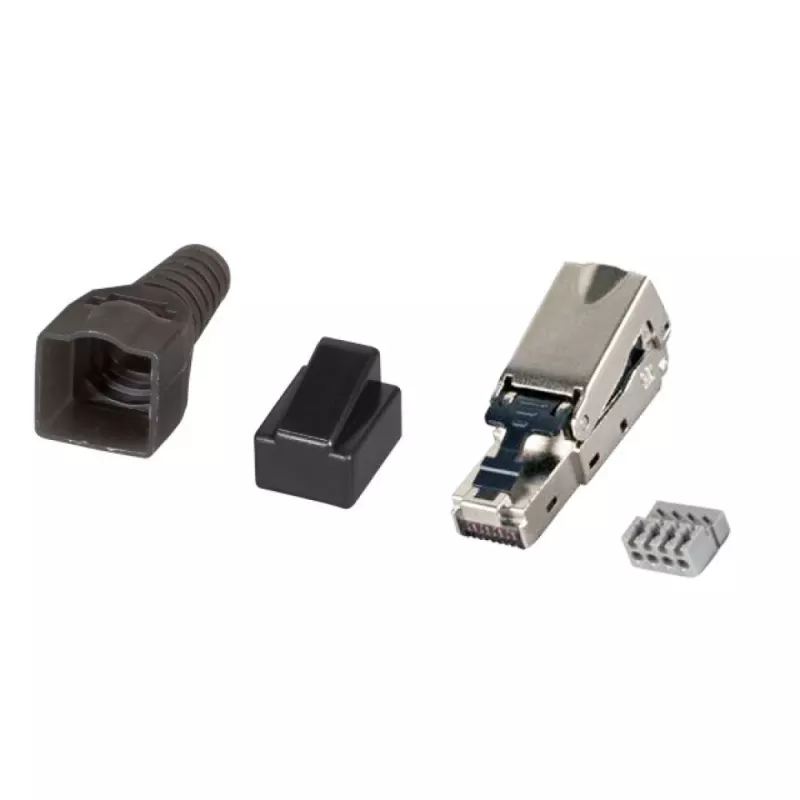 Techly 101911 Cat.6a STP RJ45 modulārais savienotājs bez instrumentiem, 10G, cinka sakausējums, 22-26 AWG
