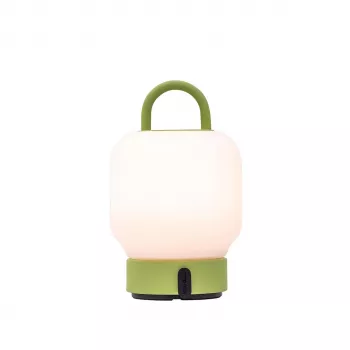 KOODUU uzlādējamā lampa LOOME Lime - pārnēsājama LED galda lampa, 3 pakāpju skārienjutīga regulēšana, IP44 aizsardzība pret ūdens šļakatām, USB-C