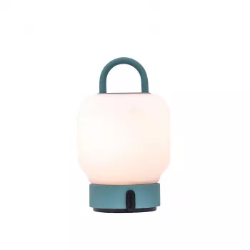 KOODUU uzlādējams galda lukturis LOOME tirkīza ar 3 pakāpju skārienjutīgu regulēšanu, 200 lm silti baltu LED, USB-C, IP44 ūdensizturīgs, ar integrētu rokturi