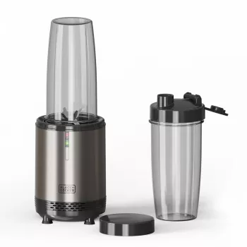 BLACK+DECKER ES9120160B personīgais blenderis 1000W ar 2x 600ml Tritan pudelēm un ceļojumu vāciņiem