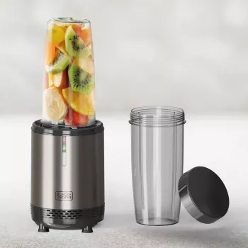BLACK+DECKER ES9120160B personīgais blenderis 1000W ar 2x 600ml Tritan pudelēm un ceļojumu vāciņiem