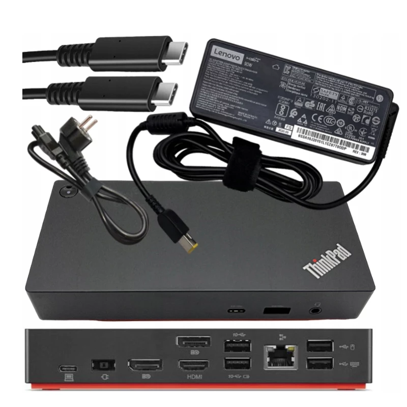 Lenovo Renewed ThinkPad Universal USB-C Dock 40AY 90W Lietots, ieskaitot barošanas bloku