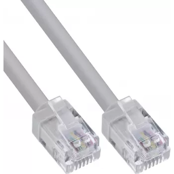 InLine® apaļš modulārais kabelis RJ12, vīrietis-vīrietis, 6 serdeņi, 6P6C, 3 m, pelēks