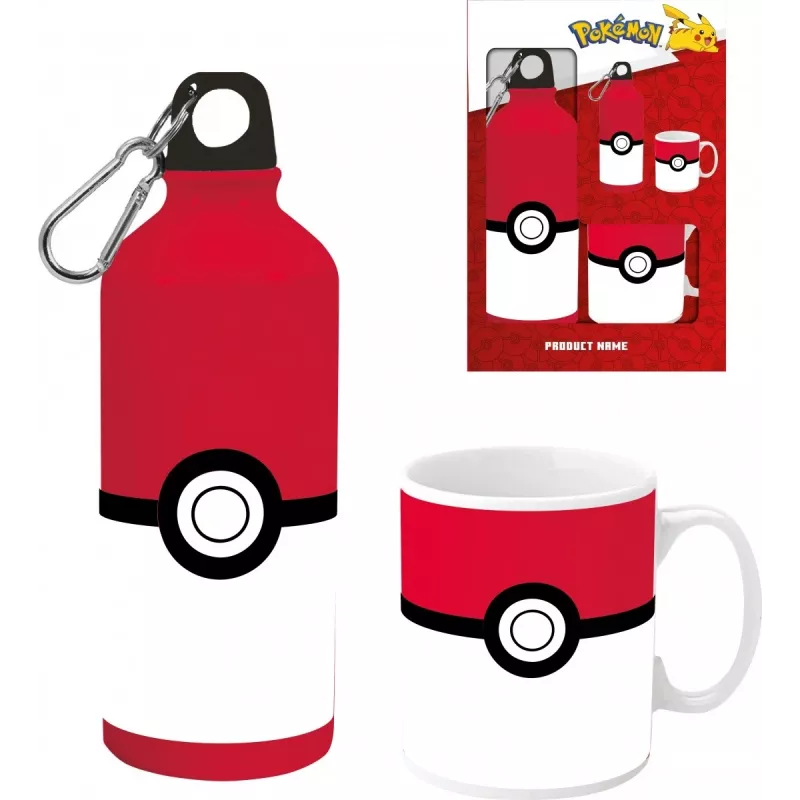 Pokemon alumīnija pudele 500ml ar keramikas krūzi komplektā