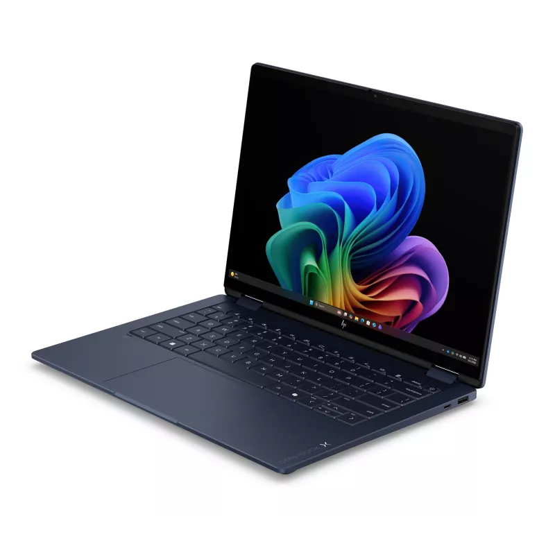 HP OmniBook X Flip x360 NG AI 14-kc0001nnx - Ryzen AI 7 450, 32GB LPDDR5X 8533 iebūvēta, 1TB, Touch/14,0 3K (2880x1800) OLED Brightview LBL, Atmospheric Blue - 5MP IR TNR, Nav iekļauts 65W AC adapteris, Win 11 Home, 1 gads