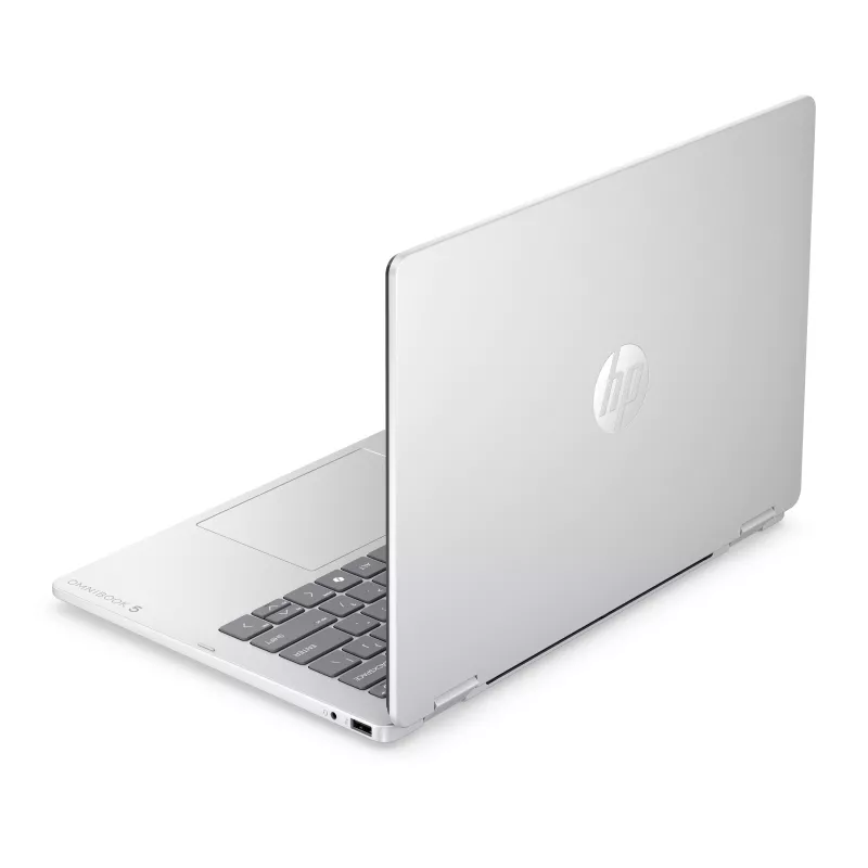 HP OmniBook 5 Flip NG AI 14-km0001nnx - Ultra 7 355, 32GB LPDDR5X 7467 iebūvēta, 512GB , Touch/14.0 2K (1920x1200) OLED, Glacier Silver DF+ AI logo - 5MP IR TNR, Nav iekļauts 65W AC Adapter, Win 11 Home, 1 gads