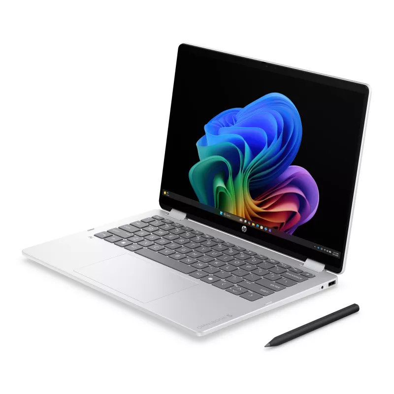 HP OmniBook 5 Flip NG AI 14-km0001nnx - Ultra 7 355, 32GB LPDDR5X 7467 iebūvēta, 512GB , Touch/14.0 2K (1920x1200) OLED, Glacier Silver DF+ AI logo - 5MP IR TNR, Nav iekļauts 65W AC Adapter, Win 11 Home, 1 gads