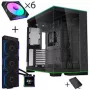 Lian Li O11D EVO RGB PC korpusa komplekts + HydroShift II LCD-S 360TL AiO + 6x UNI FAN SL-INF 120 Reverse Blade ventilatori + UNI HUB SL-INF - melns