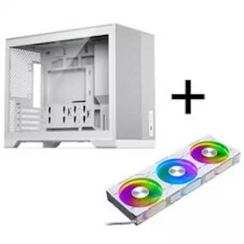 Phanteks XT M3 PC korpuss, mini korpuss + D30 PWM Regular Airflow D-RGB ventilatori, 3 komplektā, balts