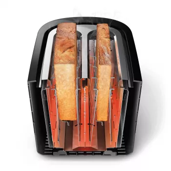 Philips Viva Collection Toasteris HD2637/90 Īpaši platas 2 slotu tosteris ar maizīšu sildītāju Melns/Bojāts iepakojums