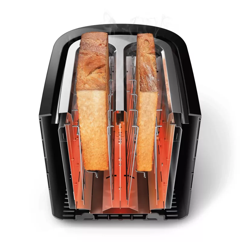 Philips Viva Collection Toasteris HD2637/90 Īpaši platas 2 slotu tosteris ar maizīšu sildītāju Melns/Bojāts iepakojums