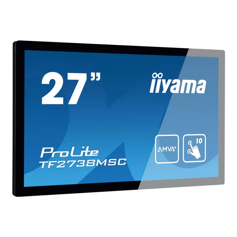 IIYAMA TF2738MSC-B2 A 27 collu skārienekrāns 1080p IPS 500cd 10 pieskāriena punkti CA VGA HDMIx1 DPx1 skaļruņi 2x1W atvērts rāmis melns