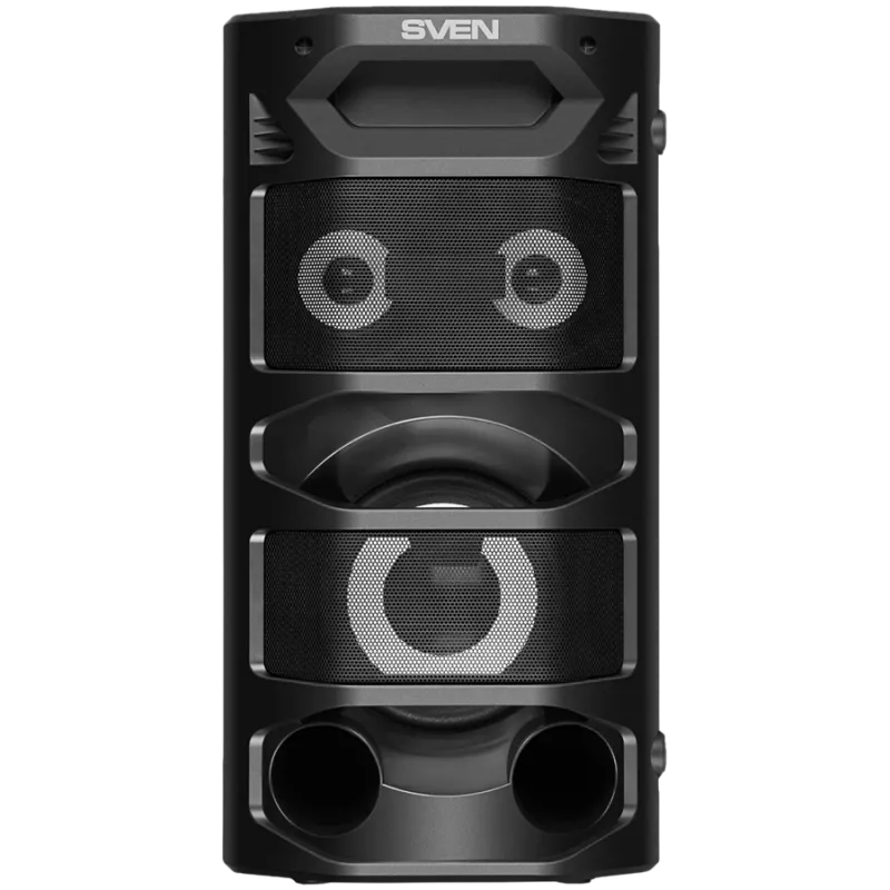 2.0 Portable Speaker SVEN PS-670, Black, Power Output 2x32.5W (RMS), TWS, Bluetooth, FM, USB, microSD, LED Display, Remote Control, Lithium Battery