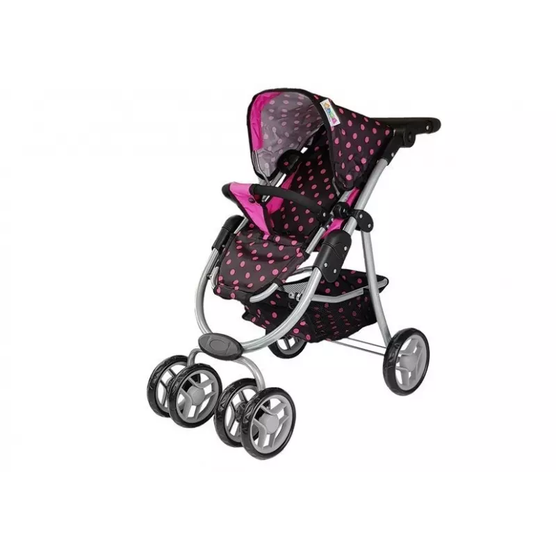 2-in-1 ratiņi ar somu un gultiņu Melns-Rozā 7706 Lean Toys