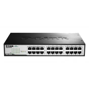 D-LINK komutators 24 porti 10/100/1000 Mbps uzstādāms plauktā – NEVADĀMS
