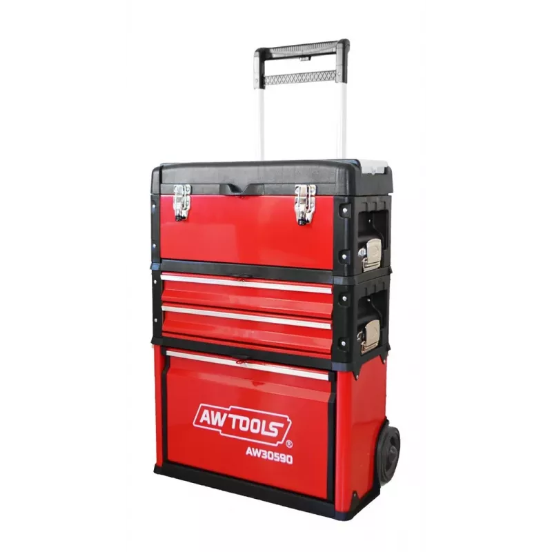 AWTOOLS 3-Daļīgs Modulārs Instrumentu Ratings 120 kg Kravnesība Melns & Sarkans