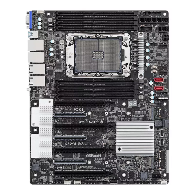 ASRock C621A WS mātesplate - Intel C621A mikroshēmojums - LGA4189 ligzda - CEB formas faktors - 8x DDR4 DIMM - 2x 10GbE LAN - IPMI