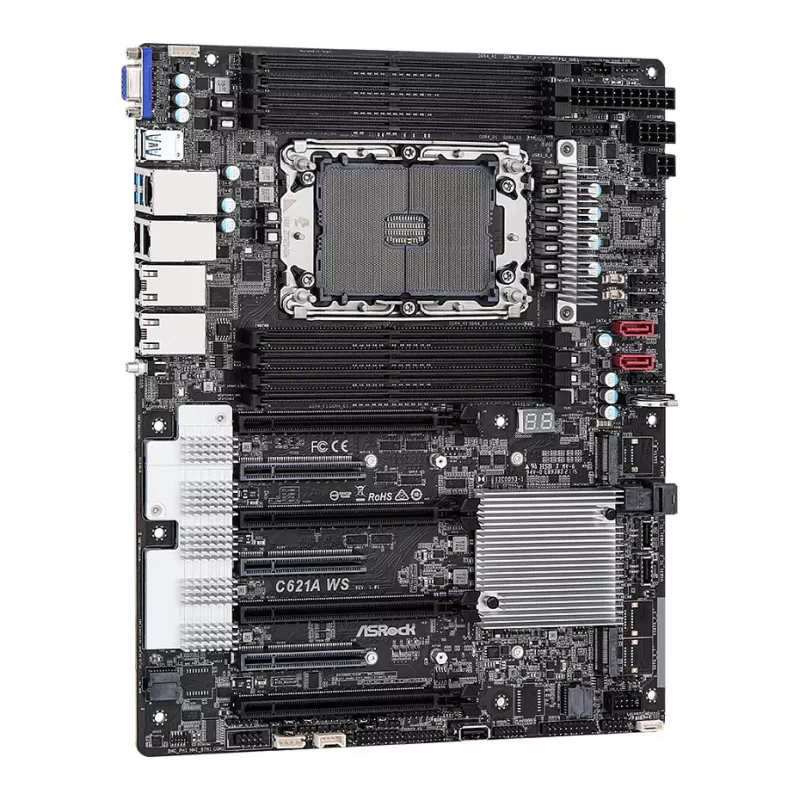 ASRock C621A WS mātesplate - Intel C621A mikroshēmojums - LGA4189 ligzda - CEB formas faktors - 8x DDR4 DIMM - 2x 10GbE LAN - IPMI