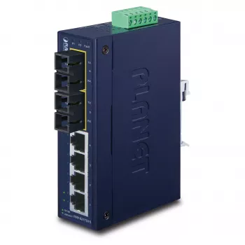 PLANET ISW-621TS15 Industrial Unmanaged L2 Fast Ethernet Switch ar 4x 10/100 + 2x 100Base-FX SC Multi-mode, DIN-Rail/Sienas montāža, -40 līdz 75°C