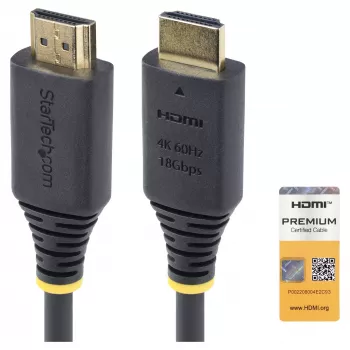 StarTech.com 1,5m (4.9ft) Premium Certified High Speed HDMI kabelis, 4K60Hz, Melns