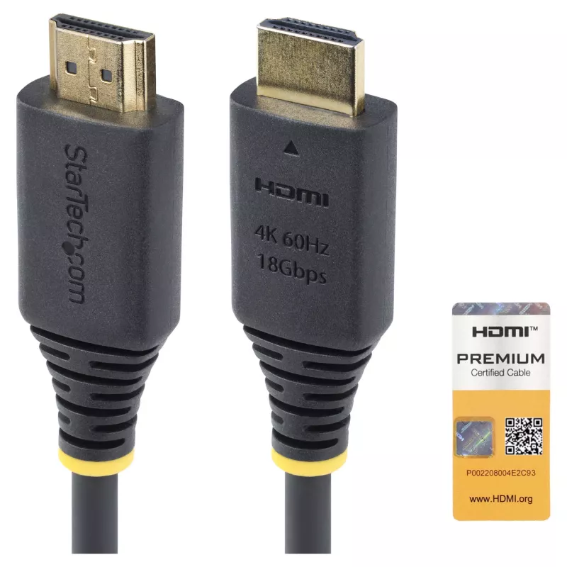StarTech.com 1.5m (4.9ft) Premium Certified High Speed HDMI kabelis, 4K60Hz, Melns