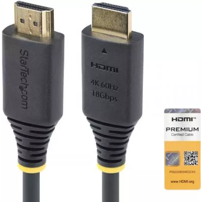StarTech.com 1.5m (4.9ft) Premium Certified High Speed HDMI kabelis, 4K60Hz, Melns