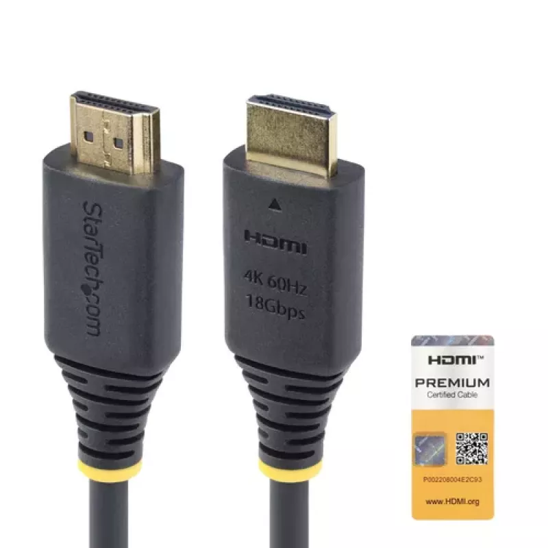 StarTech.com 1.5m (4.9ft) Premium Certified High Speed HDMI kabelis, 4K60Hz, Melns