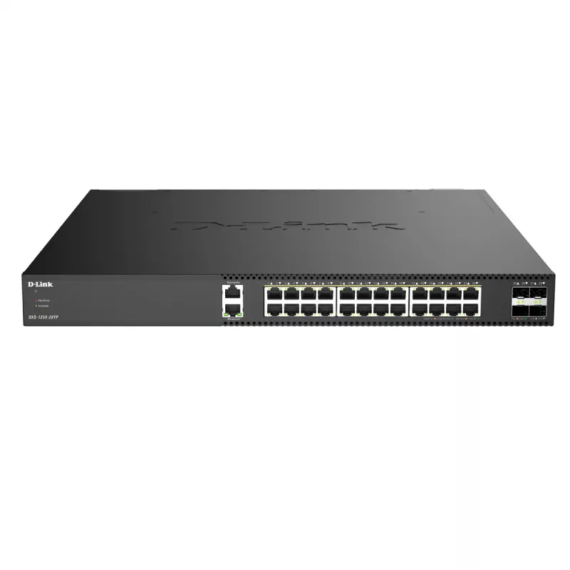 D-Link DXS-1250-28YP/E Smart Managed Multi-Gigabit PoE++ slēdzis ar 4 x 25G SFP28 augšupsaitēm