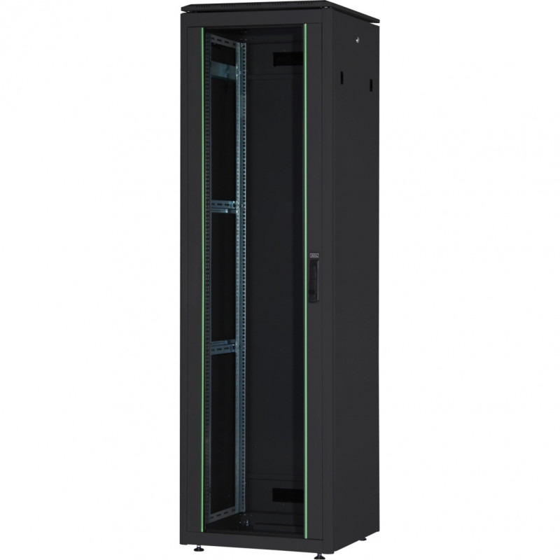 DIGITUS 42HE Unique Network Cabinet 600x600mm Glass Door Black