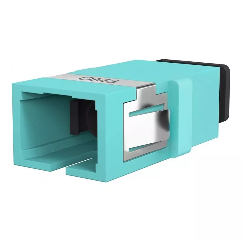 EFB SC Simplex OM3 Fiber Optic Coupler, Flangeless, Aqua, Ceramic Sleeve