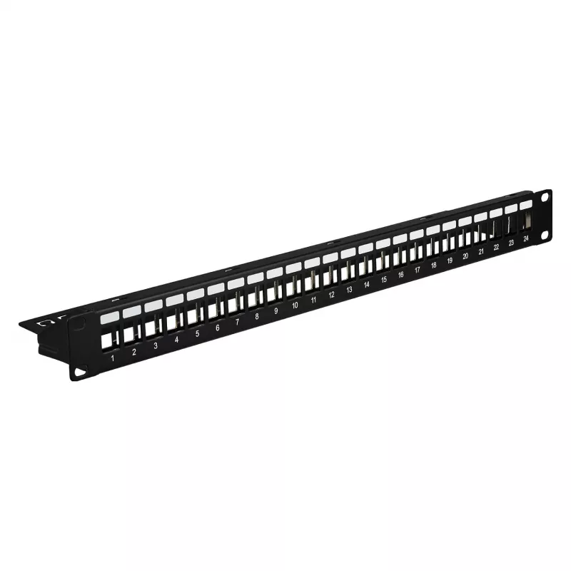 EFB Distribution Panel 19 inch 1U 24-Port Shielded Cat.6A Black RAL9005