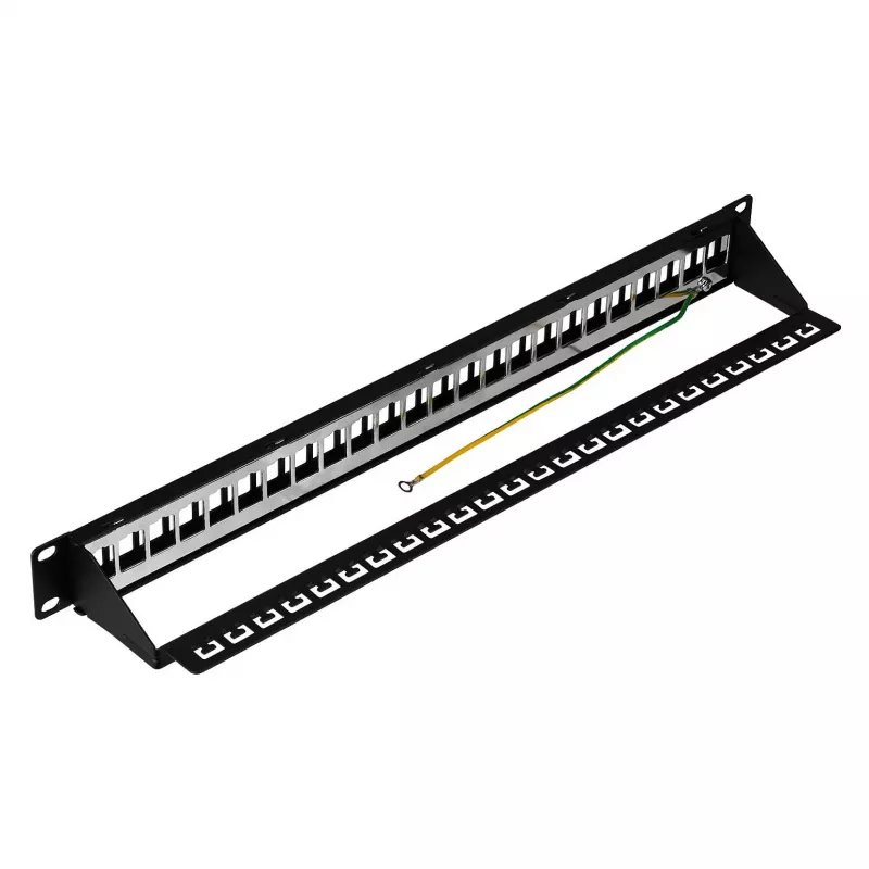 EFB Distribution Panel 19 inch 1U 24-Port Shielded Cat.6A Black RAL9005