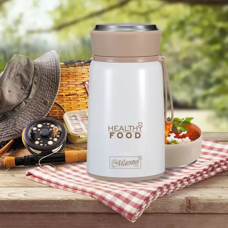Maestro MR-1646-80 Dinner Thermos 0.8 L Nerūsējošā tērauda vakuuma pārtikas trauks ar salokāmu karoti