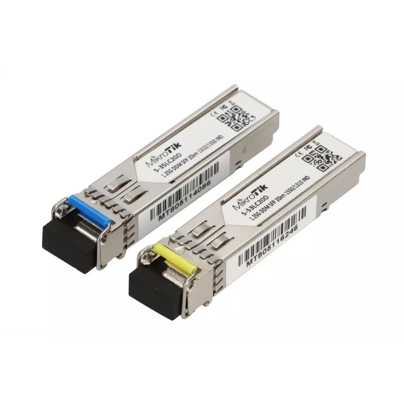 MikroTik SFP modulis S-3553LC20D, 1.25Gb/s, 20km, vienmoda, pāris (T1310nm/R1550nm) + (T1550nm/R1310nm)