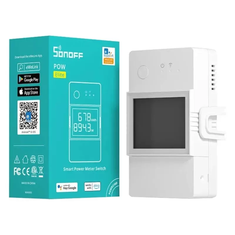 Sonoff POWR316D WiFi viedais jaudas mērītājs ar enerģijas uzraudzību, 16A, 3500W, LCD displejs, darbojas ar Alexa un Google Home